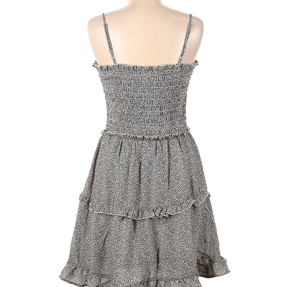 Black and Off-White Spotted Print Shirred Mini Dress | Size Large - Picture 3 of 3